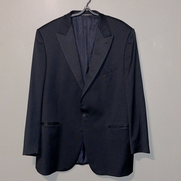 Ermenegildo Zegna Mens Black One Button Long Sleeve Tuxedo...